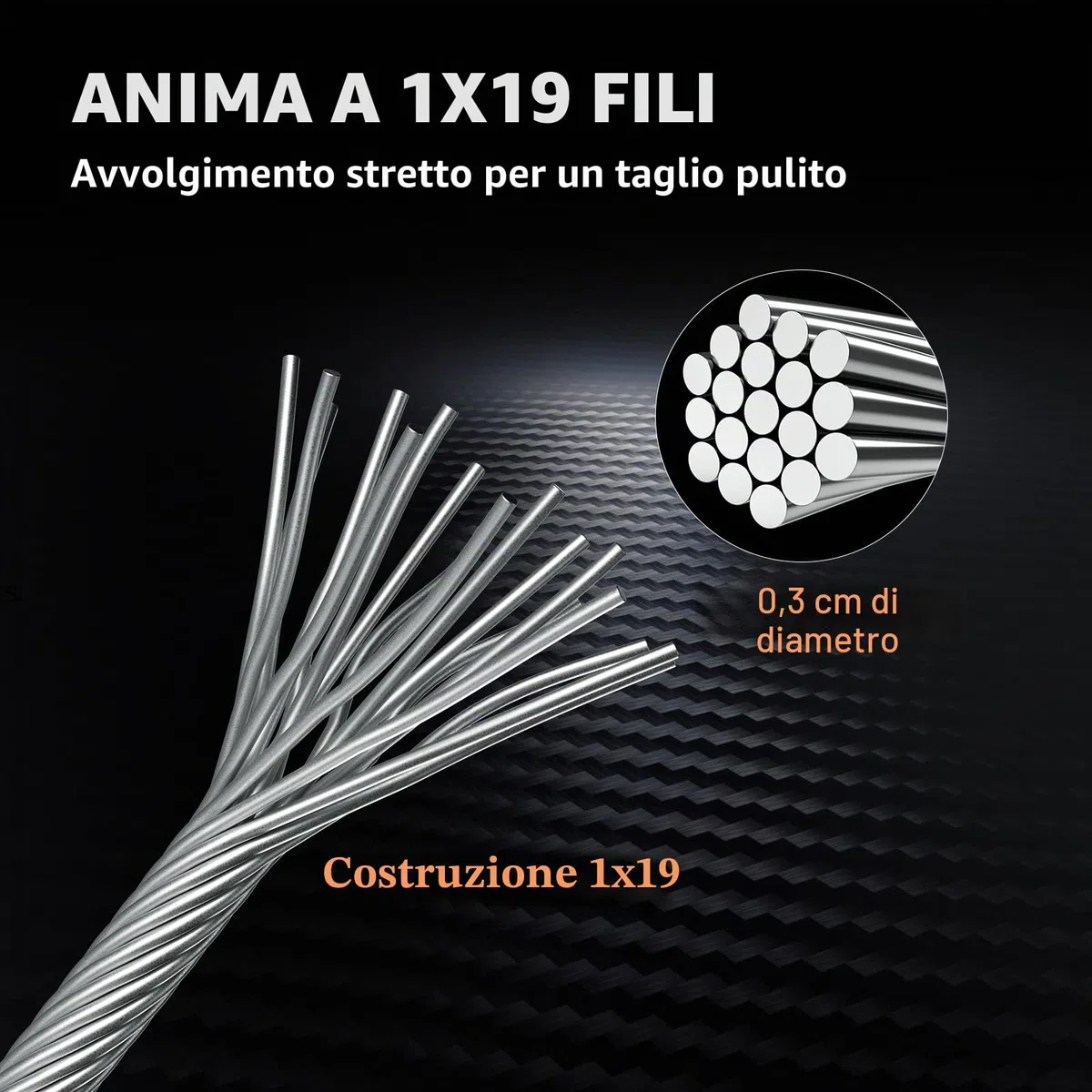 VEVOR Cavo in Acciaio Inossidabile T316 da 150M, Fune Metallica per Cavo Forza di 1T, Corda a Filo da 1x19 Costruzione per Sartiame, Sollevamento, Spinta, Trazione e Trasporto in Energia e Industria