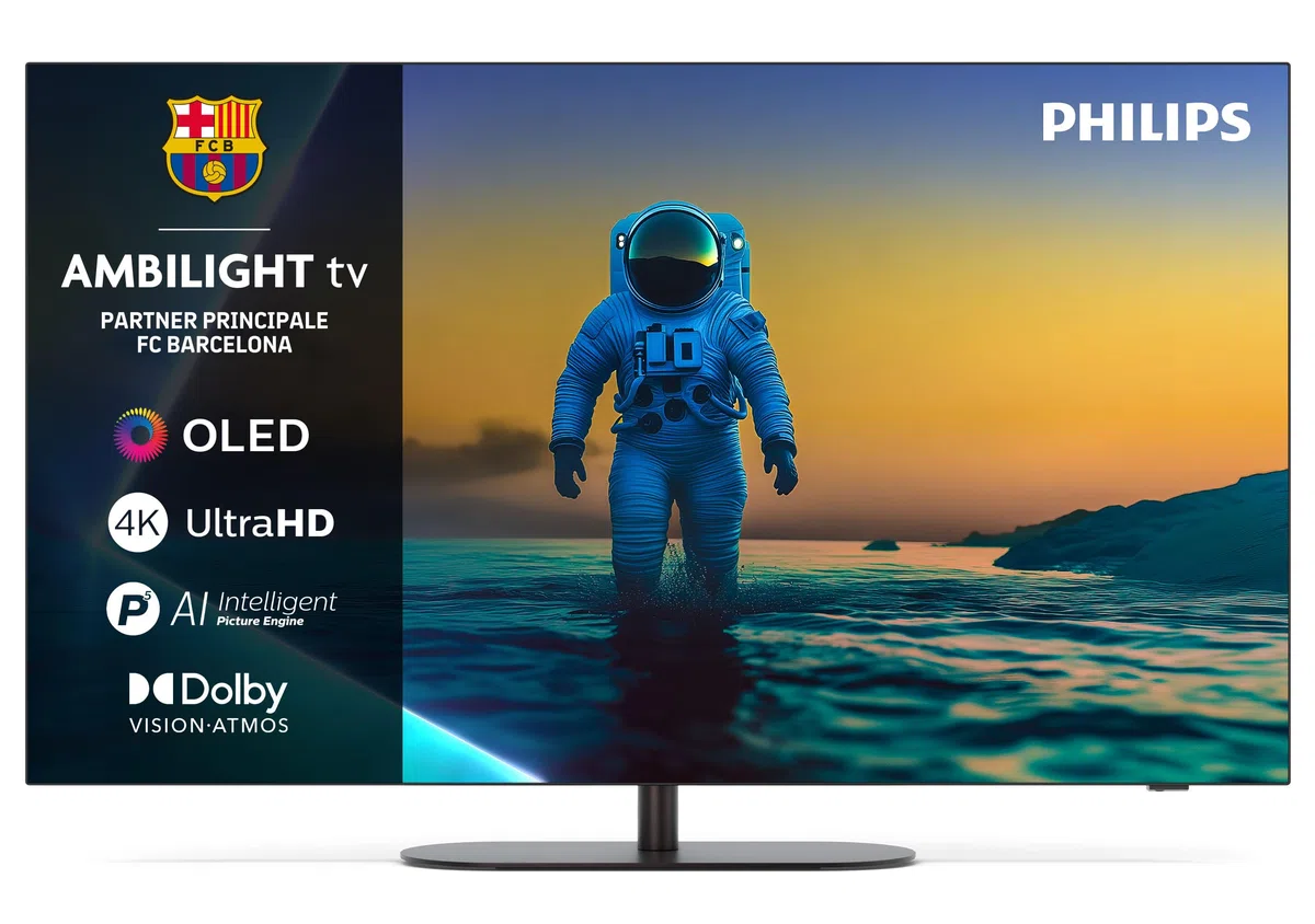 Philips Ambilight 65OLED820 4K OLED Smart TV - Display 65’’ con processore P5 AI Perfect Picture Ultra HD, Google TV, Dolby Vision e Atmos Sound - Funziona con Alexa e Google