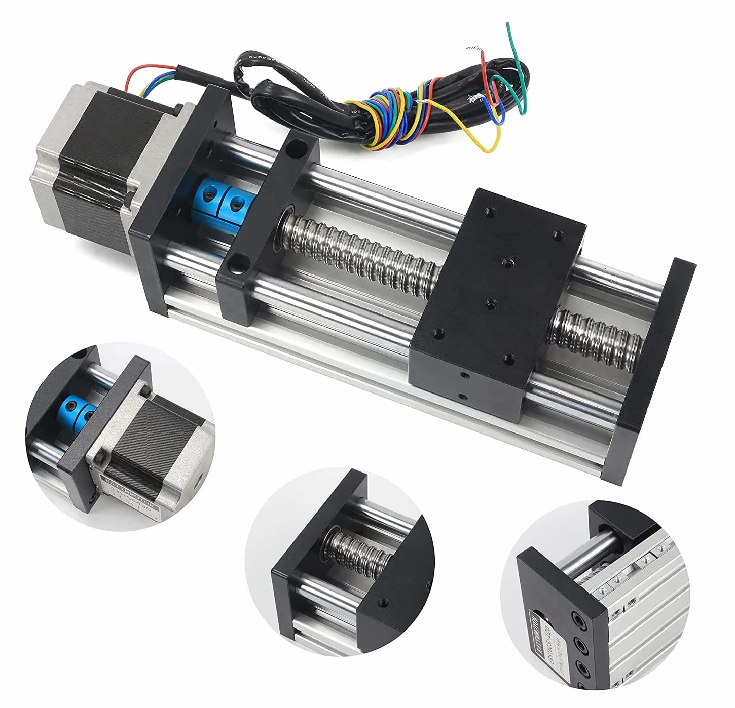 RATTMMOTOR - Guida lineare CNC, azionamento lineare con corsa effettiva di 100 mm, attuatore da banco lineare con cuscinetto a sfere e motore passo-passo Nema23 per fresatrice CNC