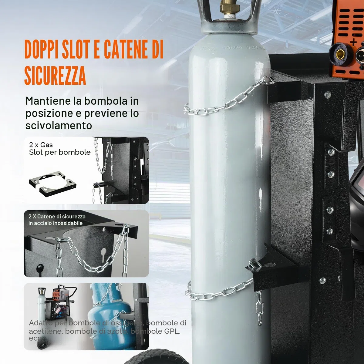 VEVOR Carrello per Saldatura 2 Ripiani con Armadio Serratura Antifurto Mensola per Trasporto Saldatrice con Ruote Carico Massimo 80-120 kg Carrello Ideale per Attrezzatura di Saldatura MIG TIG ARC MMA