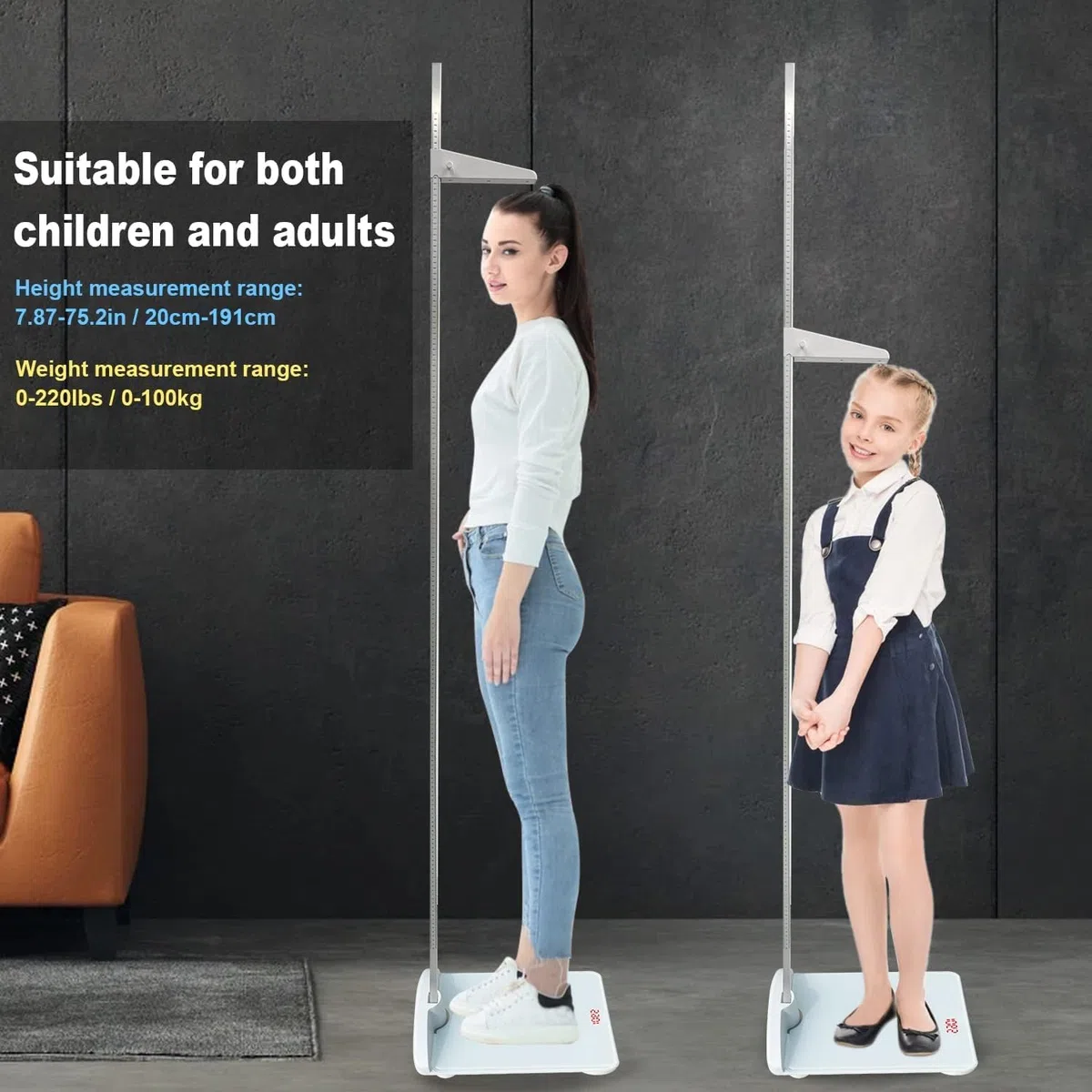 Bilancia-peso bilancia digitale piattaforma combinata con telemetro portatile rimovibile peso massimo 100 kg, altezza asta: 191 cm, bilancia medica per bambini e adulti