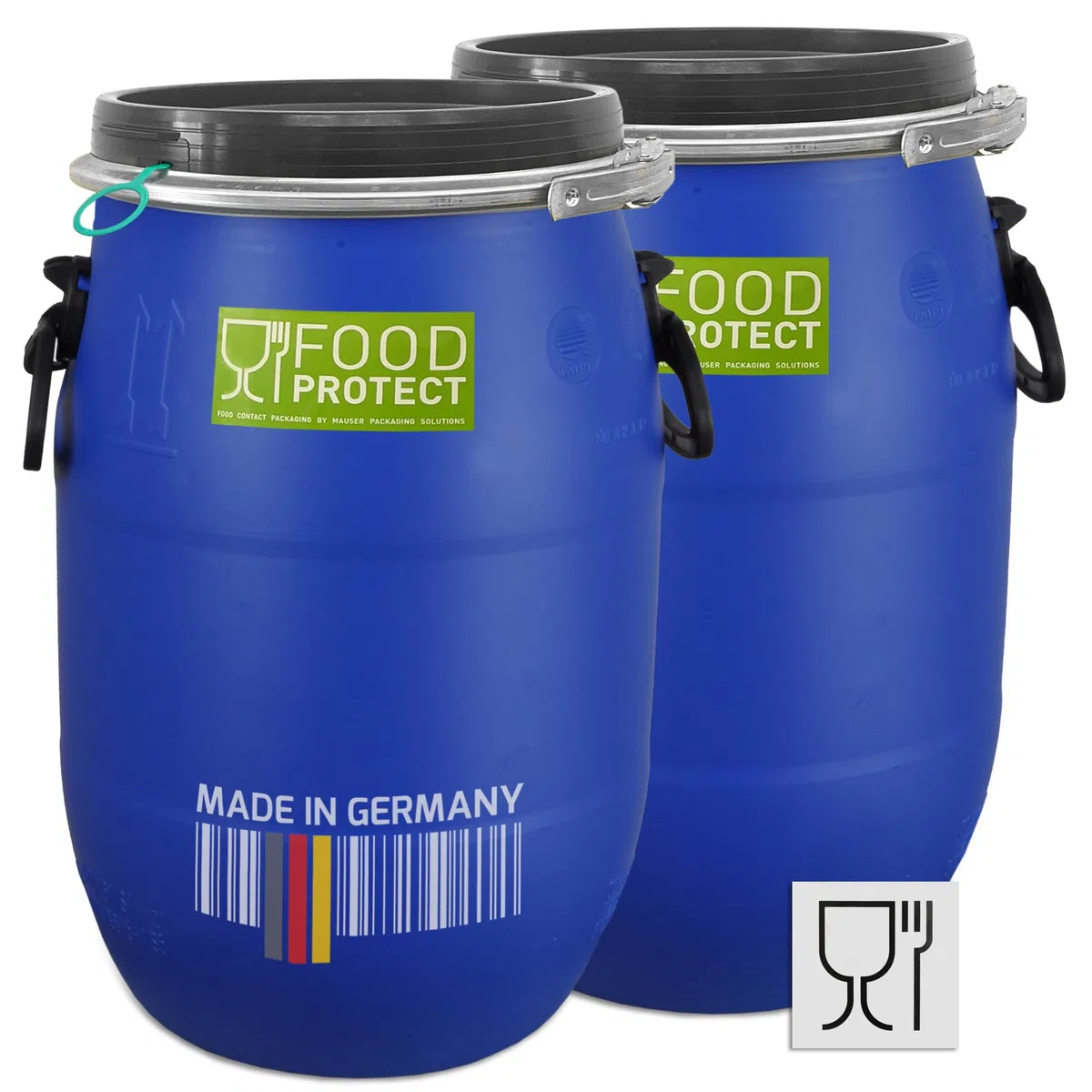 plasteo 2 barili di fermentazione da 30 litri, in plastica, ermetici, impilabili, per alimenti, approvazione FDA, approvazione ONU, marchio di qualità IKG