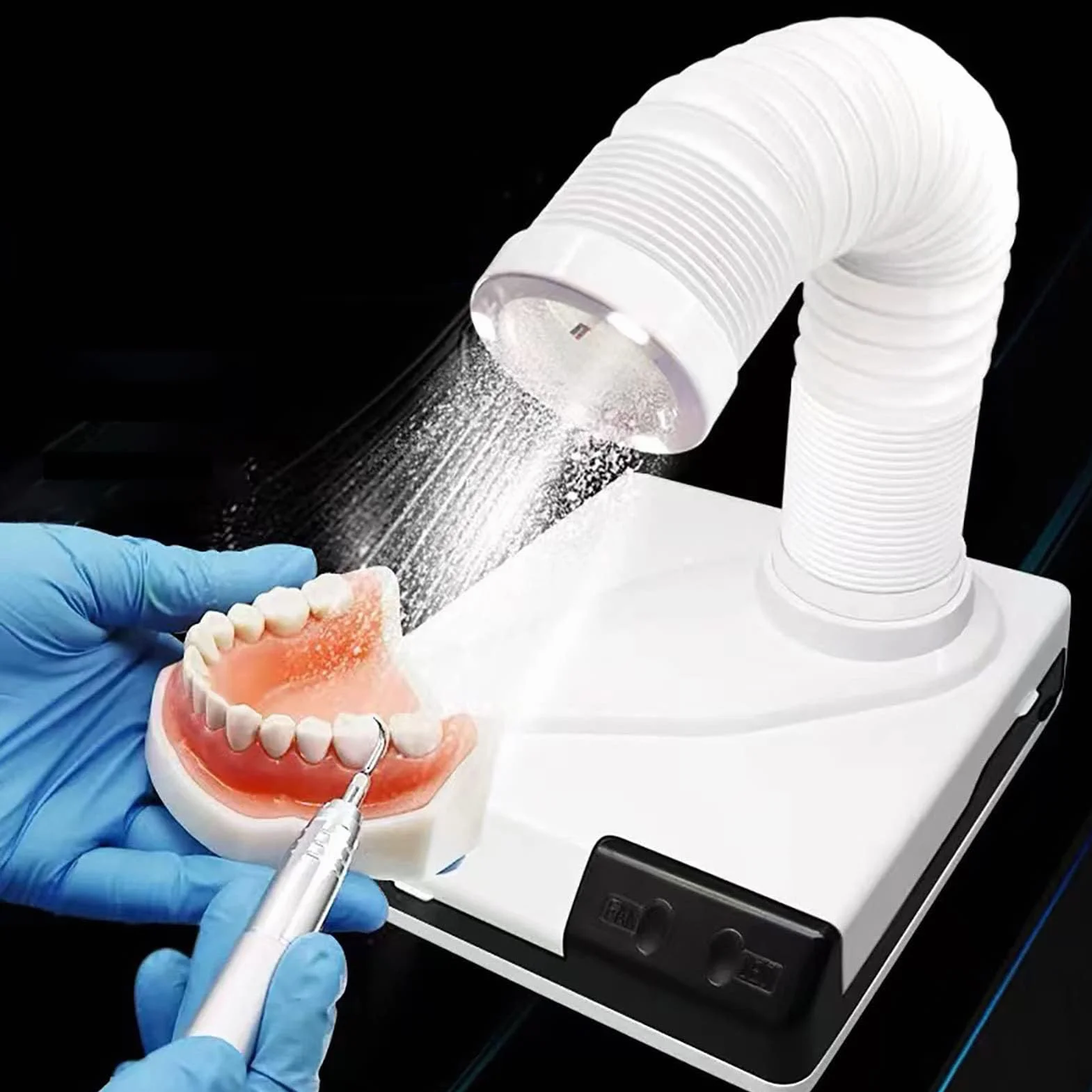 SenhE Aspiratore per Lucidatura Dentale, Aspirapolvere per Macinazione a velocità Regolabile con Lampada a LED, per Laboratorio Odontotecnico e Vita Quotidiana