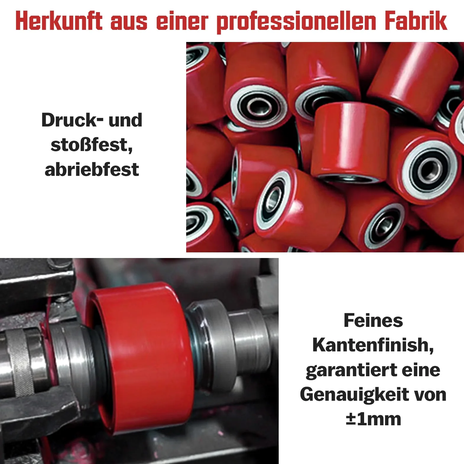 4 pezzi di ruote per carrello in poliuretano 80 x 50 mm, asse 20 mm con cuscinetti a sfera, Ruote di ricambio per carrello, Max. Carico 500 kg