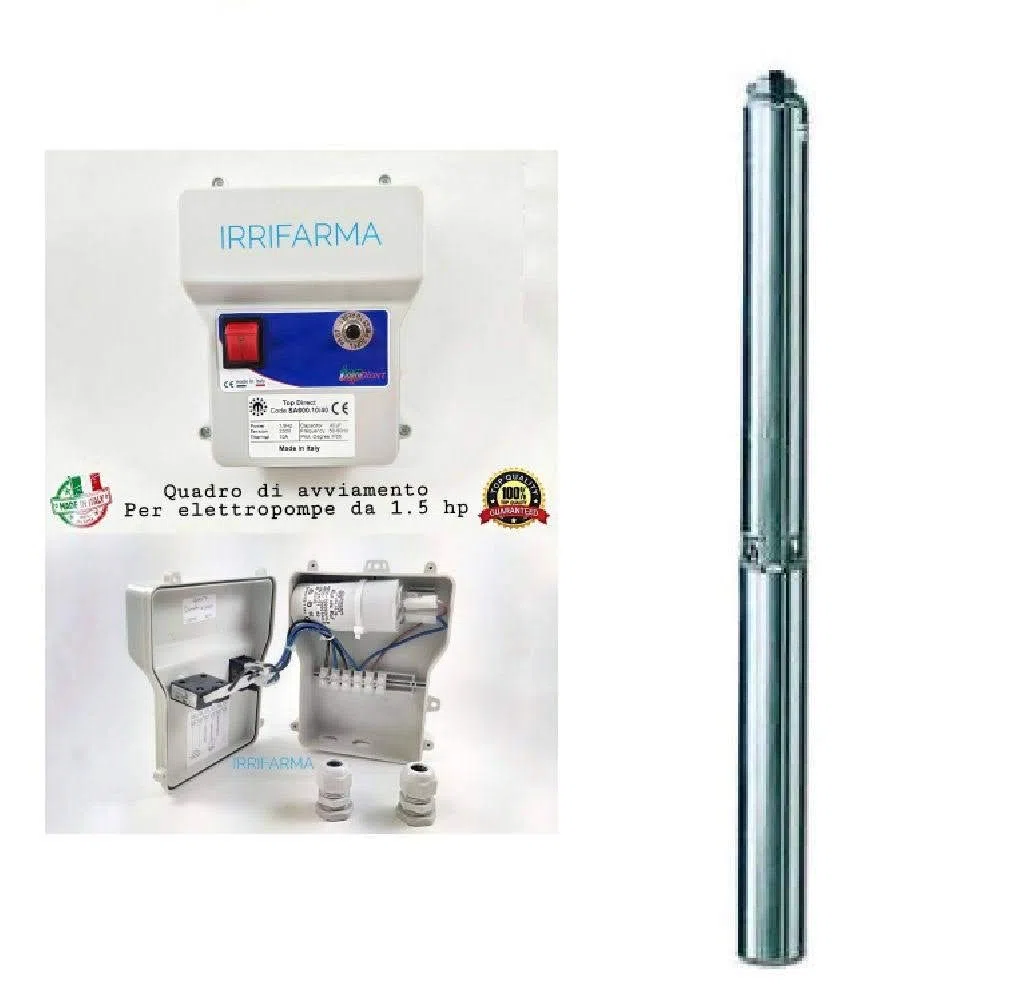 Elettropompa Sommersa Lowara 4GS11M, Pompa per Pozzi, 1.5 hp, 1.1 Kw, Monofase, in Acciaio Inox, 90 l/min, prevalenza 84 metri