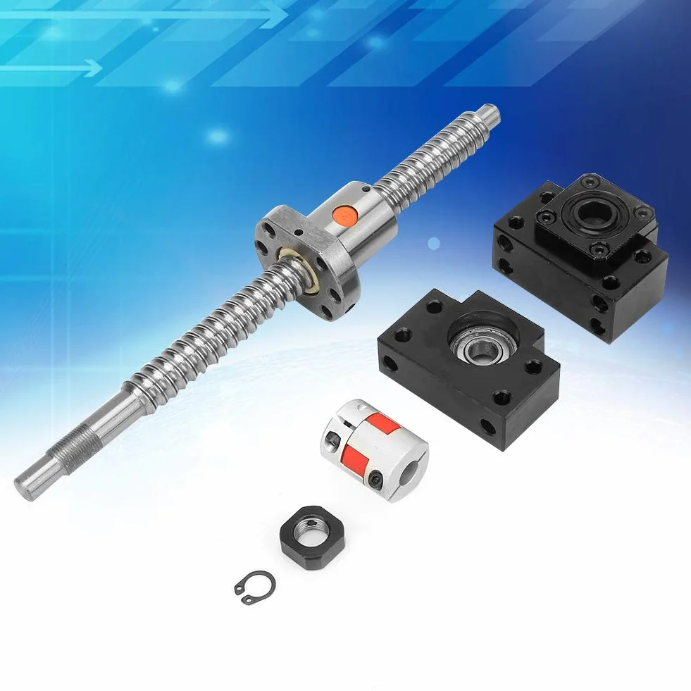 SFU1605 Set di viti a ricircolo di sfere 250 mm Vite a ricircolo di sfere in acciaio inossidabile e dado e supporto BKBF12 e accoppiamento 6, 35 * 10 mm per macchina CNC
