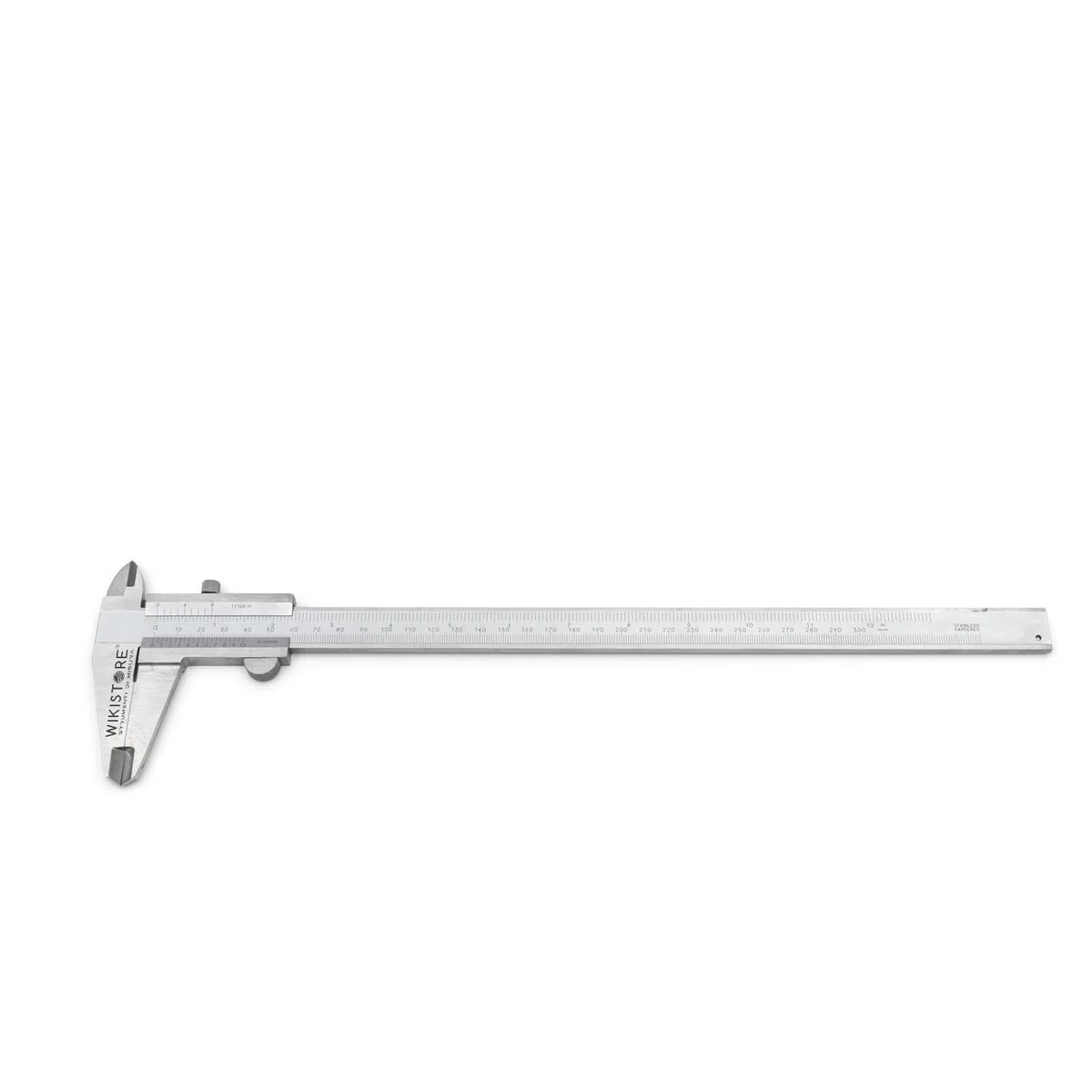 WIKISTORE CALIBRO PROFESSIONALE MONOBLOCCO 300 mm, Calibro ventesimale da 30 cm con becchi da 60 mm, Calibro acciaio bloccaggio a vite, Lettura 0,05 MM / 1/128, Attrezzo da lavoro preciso