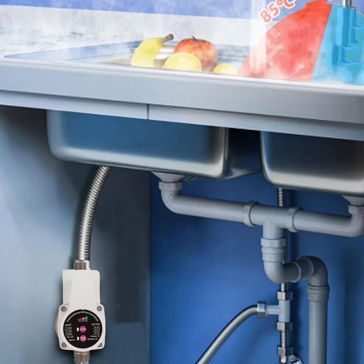 Sxhlseller Pompa del Booster a Pressione dell'acqua, Pompe d'acqua Automatiche Senza Spazzole con modalità di Avvio a Bassa Pressione per Casa, Doccia (Spina europea)