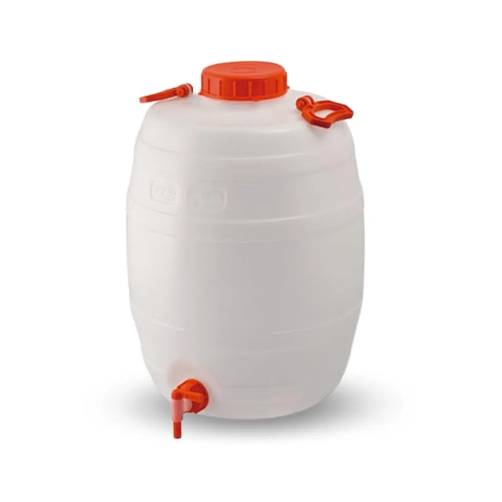 Paluplus Fustino Botticella con Rubinetto, Misura 39x56 cm e Capacità 50 Litri, Contenitore in Plastica con Maniglia in Acciaio per il Trasporto di liquidi -050F2,6