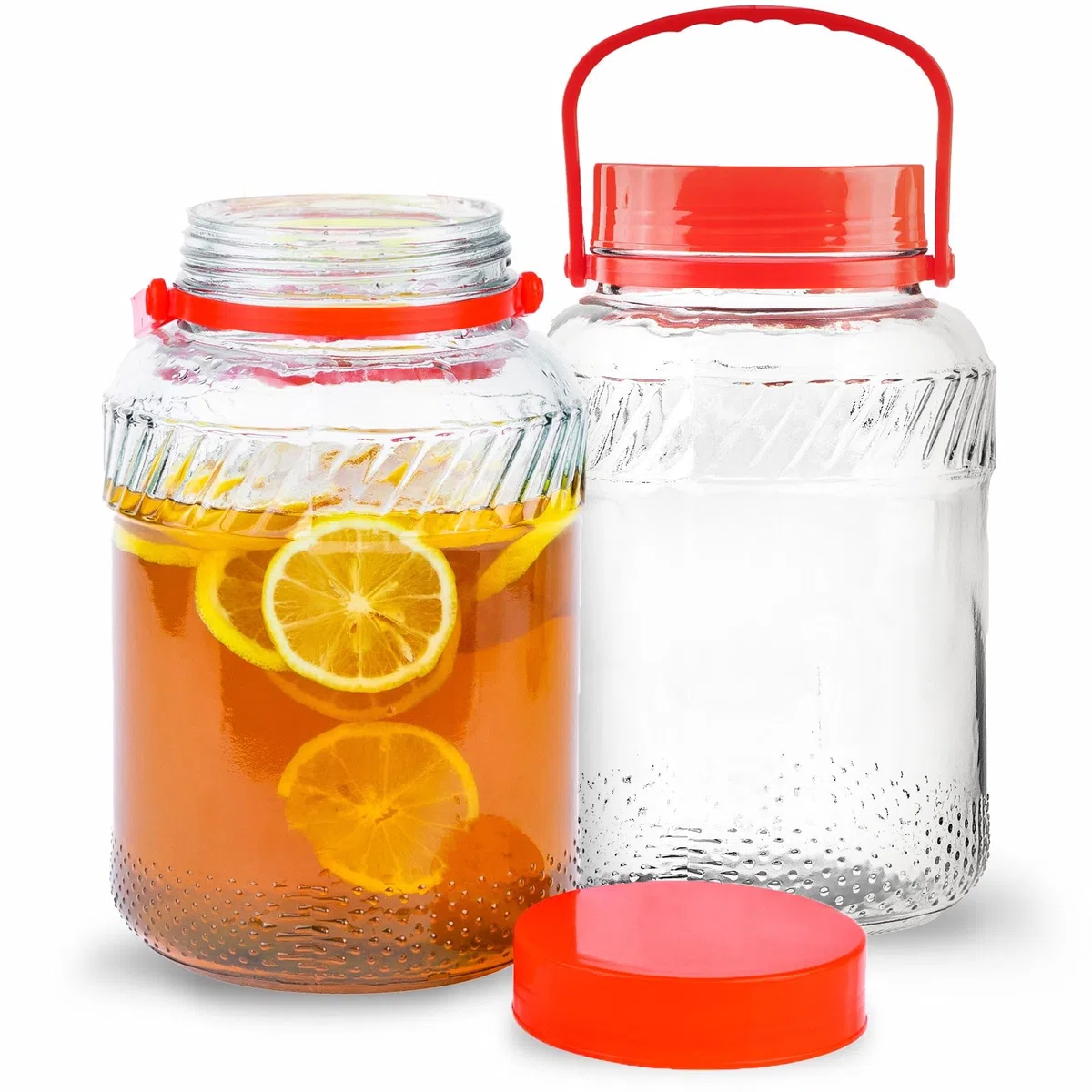 Barattolo in vetro da 1 gallone con coperchio (2 pezzi) da 3,65 l, grande barattolo per tè al sole, grandi brocche per kombucha per fermentazione, contenitore per kimchi, cavoli, pomodori, sottaceti