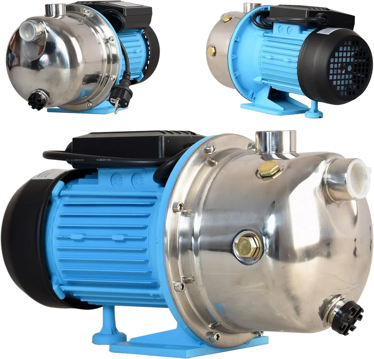 Pompa ad Acqua JS 1100 (1100 W, 3600 l/h, altezza max. 50 m) – Pompa ad Acqua Elettrica in Acciaio Inox - Per Acqua Pulita - Pompa da Giardino - Pompa di Superficie - Pompa da Irrigazione