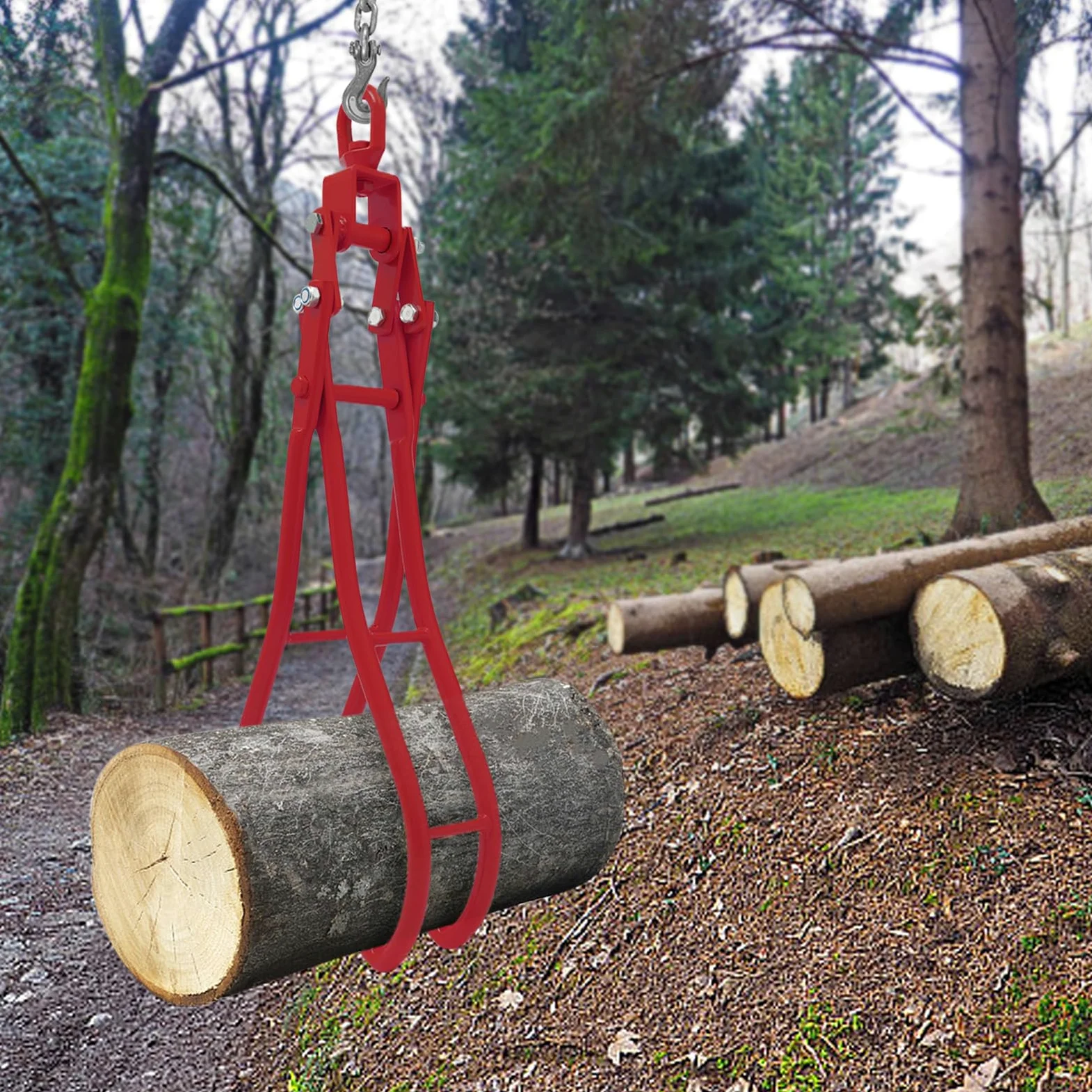 Pinza da 36 pollici per tronco d'albero, pinza per legno, gru foresta, 4 artigli, portata 2T, pinza rotante in legno per sollevamento e trasporto di tronchi pesanti nei lavori forestali
