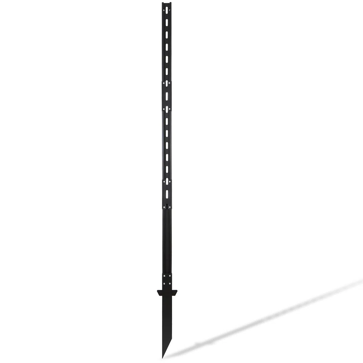 Supporto per cartelli per uso gravoso per esterni | Paletto in metallo per uso gravoso da 180 cm con ancoraggio a terra a punta di freccia e regolazione dell'altezza (Nero, 1800 mm)