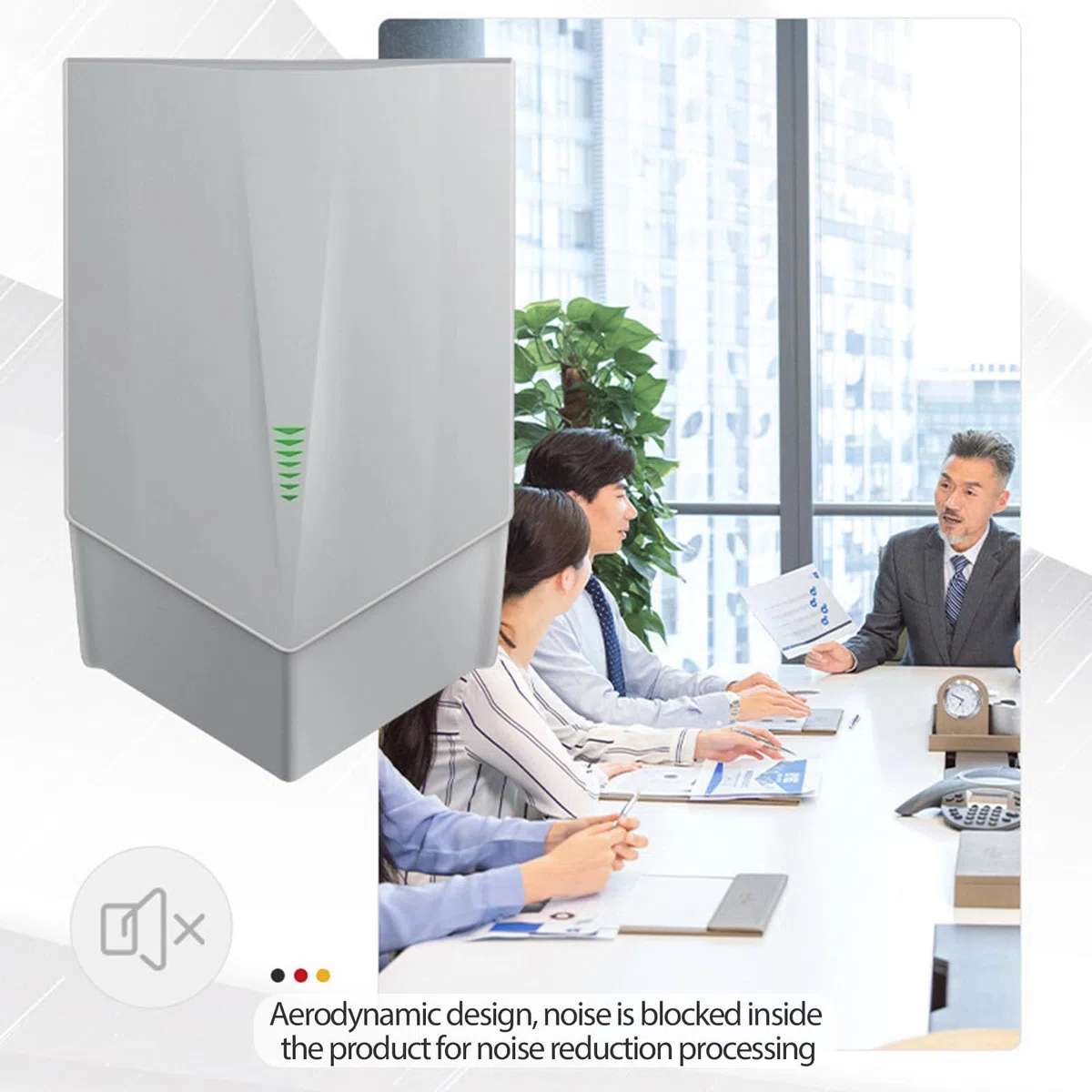Asciugamani Commerciale con sensore Automatico, asciuga Mani Elettrico a Parete da 1500 W ad Asciugatura Rapida, Attrezzatura per asciugare Le Mani a Basso consumo energetico per WC,Grey