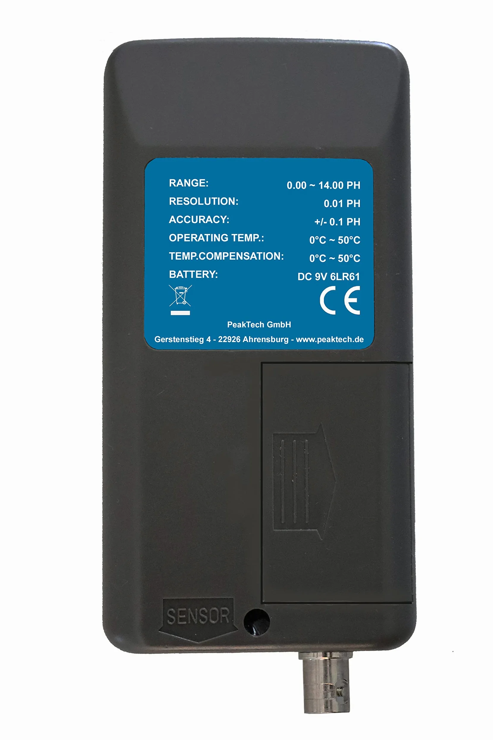 PeakTech Misuratore di pH 5310 A con sonda di elettrodi BNC sostituibile, adatto per piscina, acquario e laboratorio, P 5310 A, blu