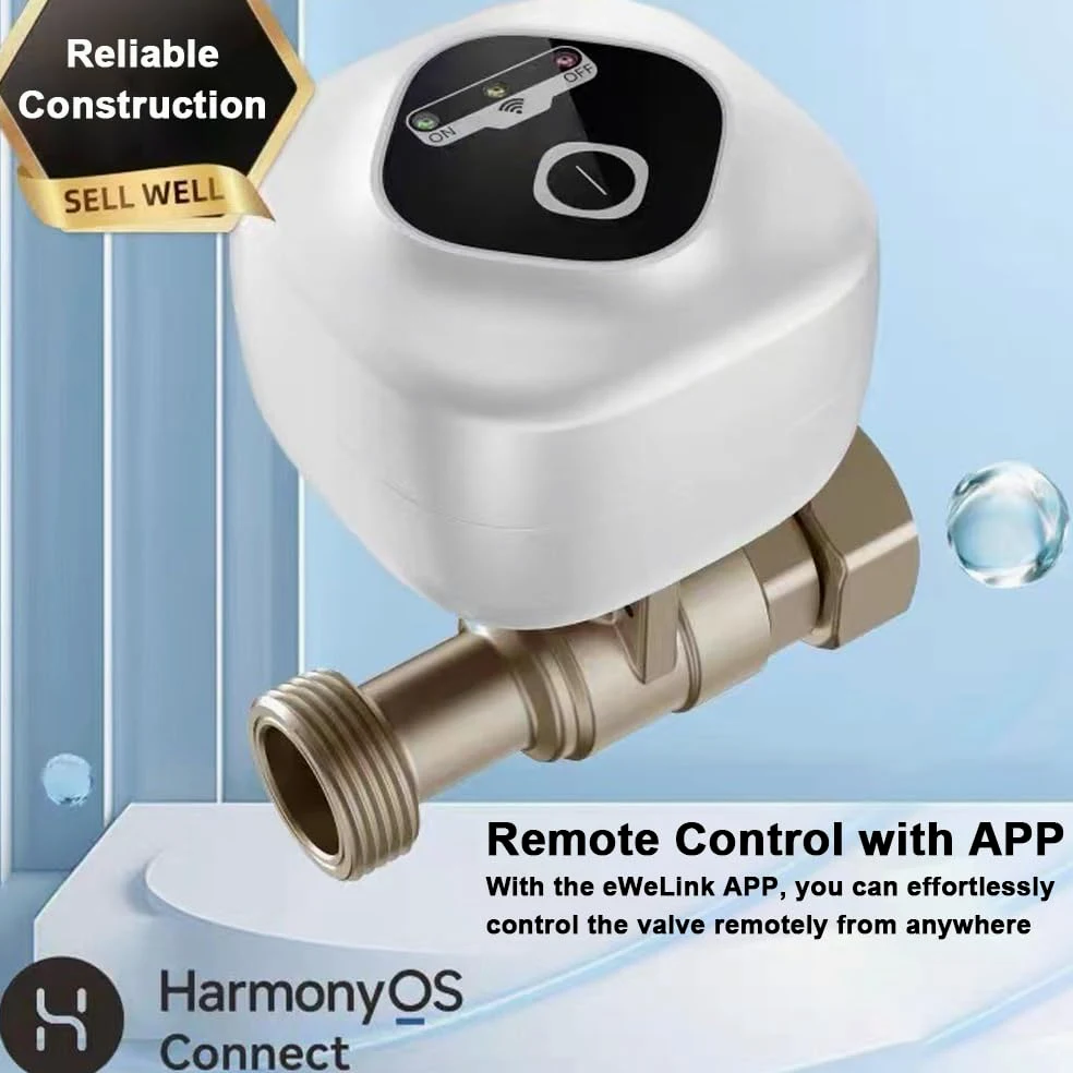 Valvola a sfera WiFi intelligente, valvola di spegnimento automatico dell'acqua, supporta il controllo app, 3 modalità di temporizzazione, allarme perdite di acqua e gas, compatibile con assistente