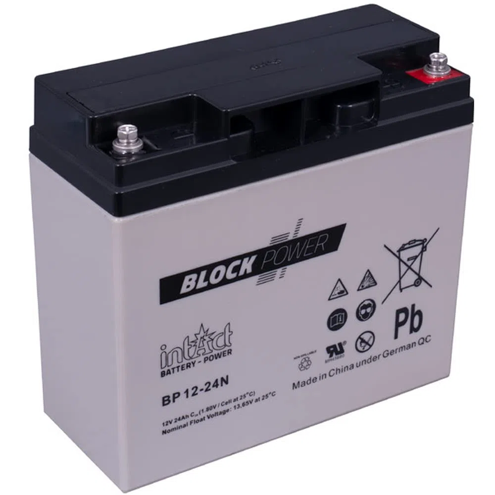 intAct Block-Power BP12-24N | 12V 24Ah | Batteria di alimentazione di alta qualità e affidabile | Batteria AGM senza manutenzione
