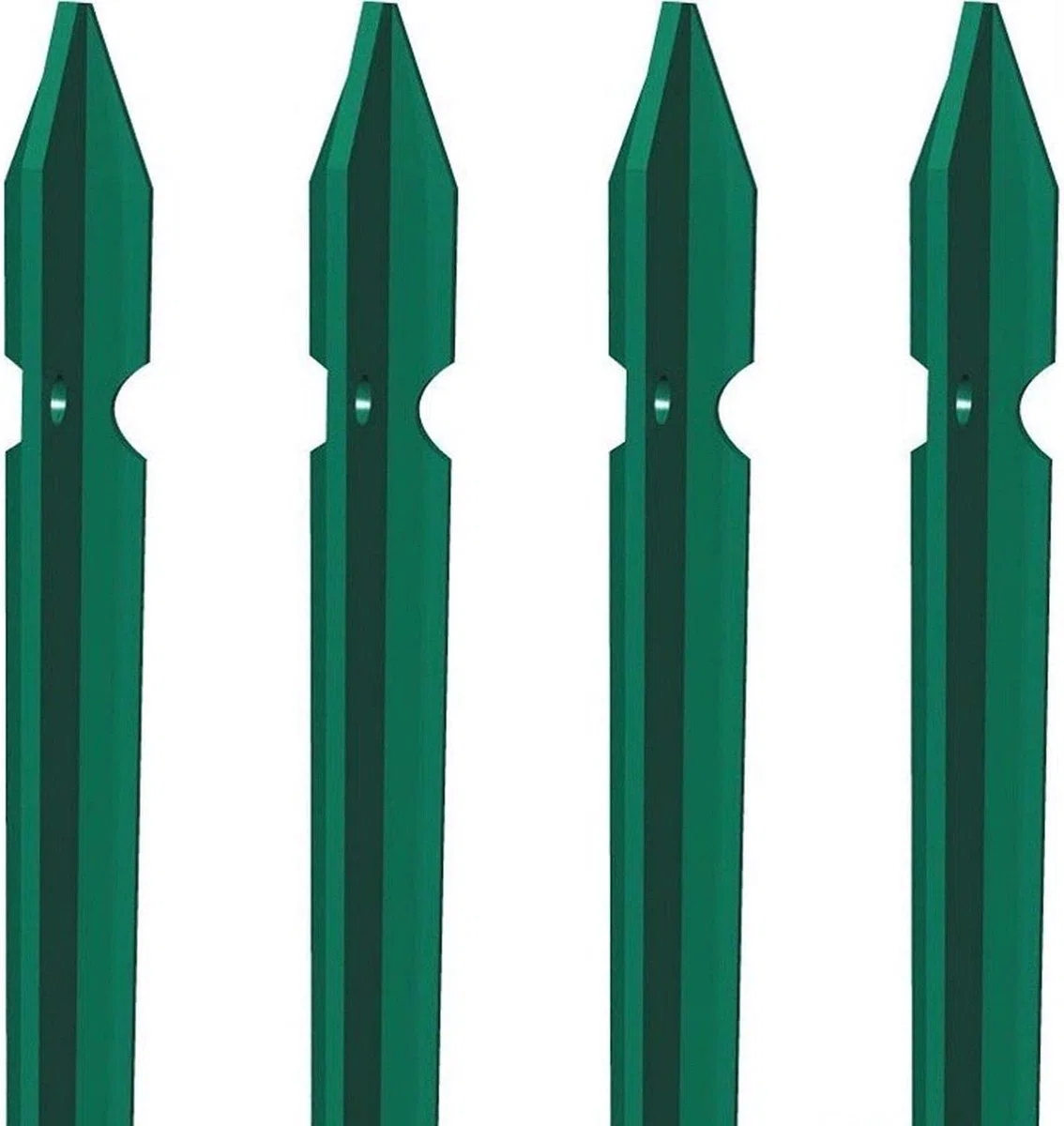 10 PZ Palo paletto in ferro a T 30x30x3 mm plastificato verde H 225 cm per rete recinzione metallica