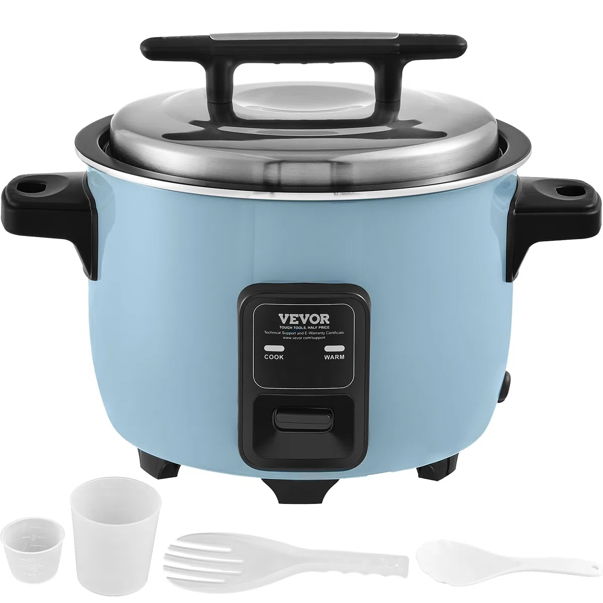 VEVOR Cuociriso Commerciale, Cuociriso da 30 Tazze 5,6 L e Scaldavivande con Pentola Interna Antiaderente, Cottura Rapida e Mantenimento in Caldo 24 Ore, con Tazza per Riso Paletta, per Ristorante