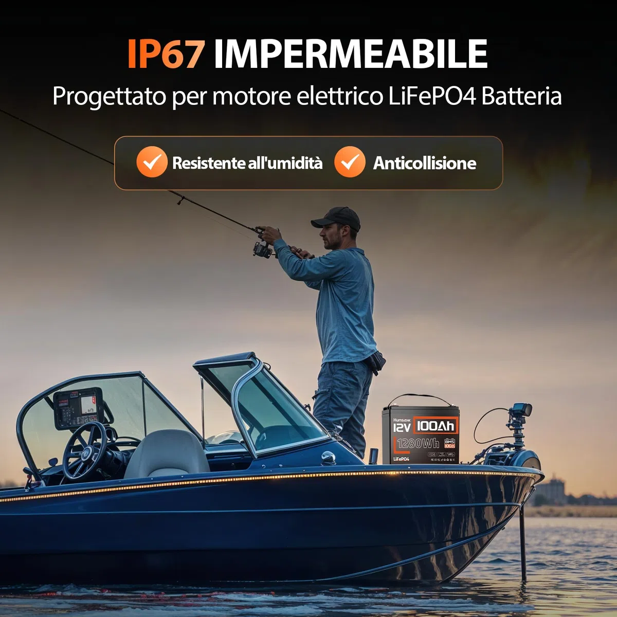 Humsienk Batteria Litio 12V 100Ah con 100A BMS e Protezione Bassa Temperatura, 1280Wh Energia, Max. 15000 cicli, Batteria LiFePO4 12V per Camper, Barca, Impianti Solari, Off-Grid