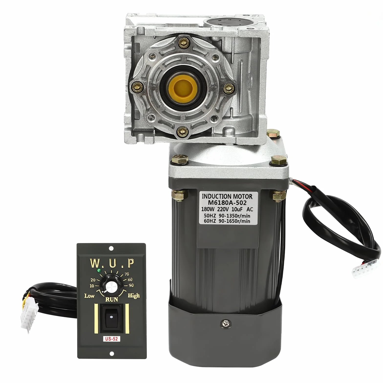 Motoriduttore a vite senza fine da 180 W, con regolatore di velocità, corrente alternata 0-27 giri/min, coppia 35 NM, per fresatrici, macchine da stampa, officine di produzione