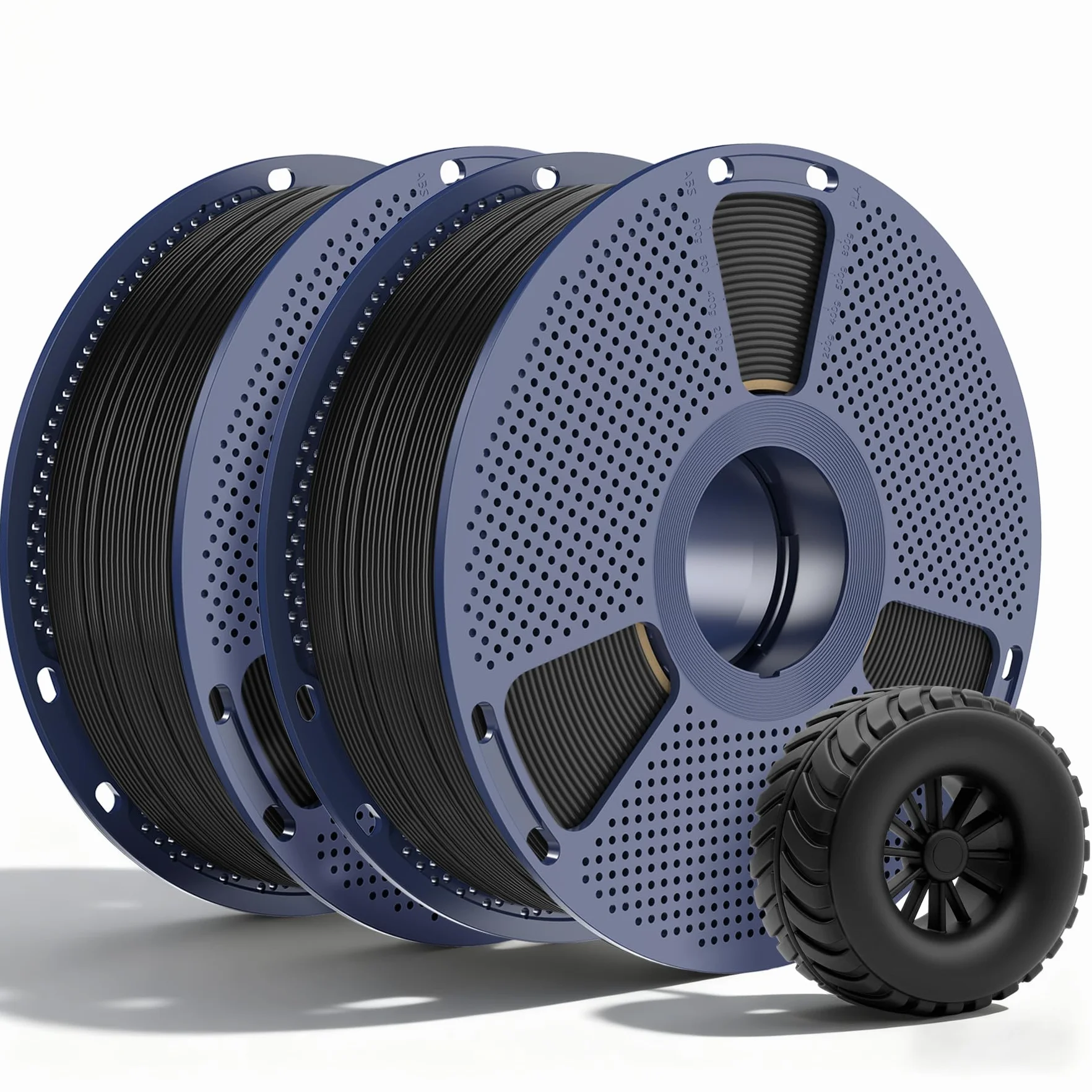 SUNLU 2KG TPU Stampa Filamento 3D 1.75mm,TPU 95A di Qualità Industriale,Resistente all'usura, Flessibile, Elevata Elasticità, Facile Da Stampare, Precisione ±0,03mm,1KG, 2 Bobine Nero
