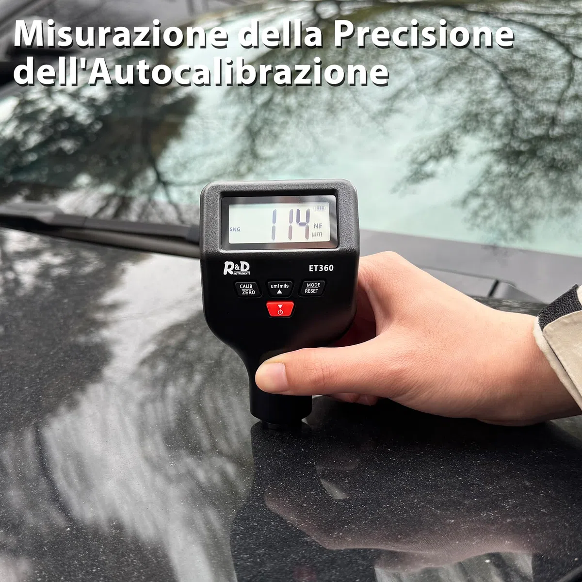 RDINSCOS Spessimetro Vernice 0-1500um Spessimetro di Rivestimento con LCD Retroilluminato Misuratore di Spessore Digitale per Auto Usate/Industria Metallica, Fe/NFe/Zn Riconoscimento Automatico