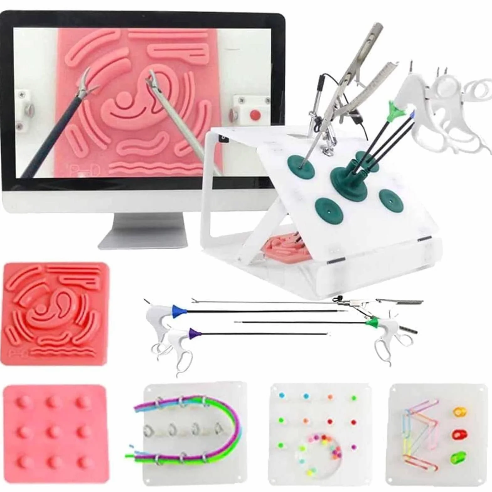 Simulatore Chirurgia Laparoscopic, Laparoscopic Trainer per Allenamento Sussidi Didattici, Attrezzatura per La Simulazione di Chirurgia Laparoscopica per L'insegnamento E La Formazione,Green